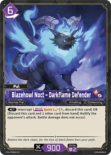 Blazehowl Noct – Darkflame Defender — Palworld TCG card